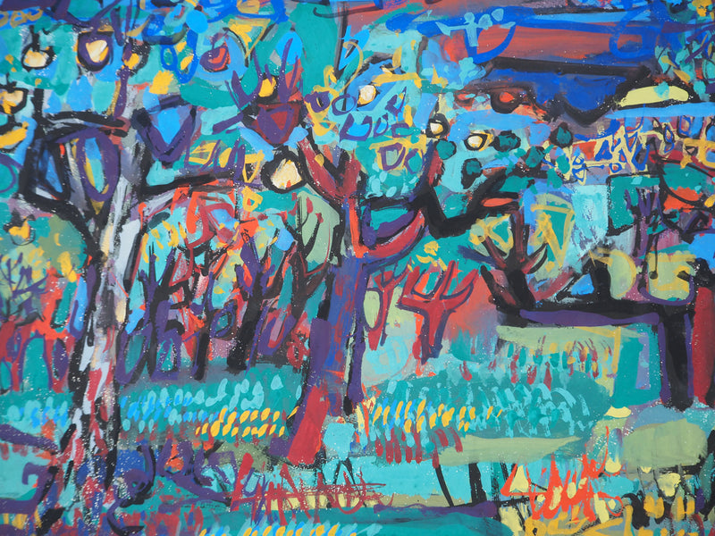 Gabriel PARIS : Le jardin flamboyant, Gouache originale (photo de détail 3) - Crédit photo : Galerie Art.Paris