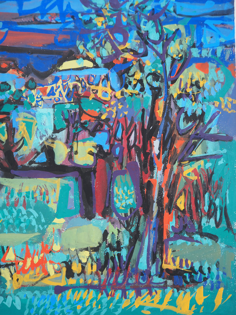 Gabriel PARIS : Le jardin flamboyant, Gouache originale (photo de détail 4) - Crédit photo : Galerie Art.Paris