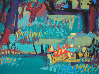 Gabriel PARIS : Le jardin flamboyant, Gouache originale (photo de détail 5) - Crédit photo : Galerie Art.Paris