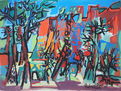 Gabriel PARIS : Vue sur le jardin, Gouache originale (vue générale) - Crédit photo : Galerie Art.Paris