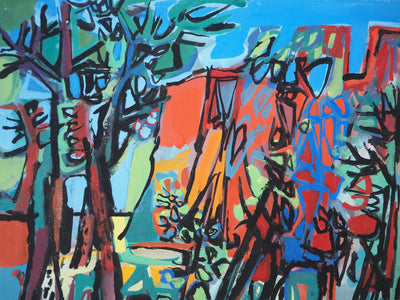 Gabriel PARIS : Vue sur le jardin, Gouache originale (photo de détail 4) - Crédit photo : Galerie Art.Paris