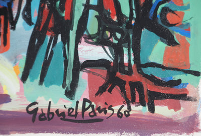 Gabriel PARIS : Vue sur le jardin, Gouache originale (photo de détail 2) - Crédit photo : Galerie Art.Paris