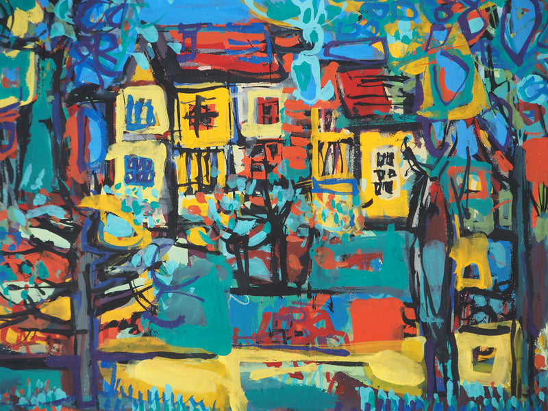 Gabriel PARIS : La maison sur le parc, Gouache originale (photo de détail 4) - Crédit photo : Galerie Art.Paris