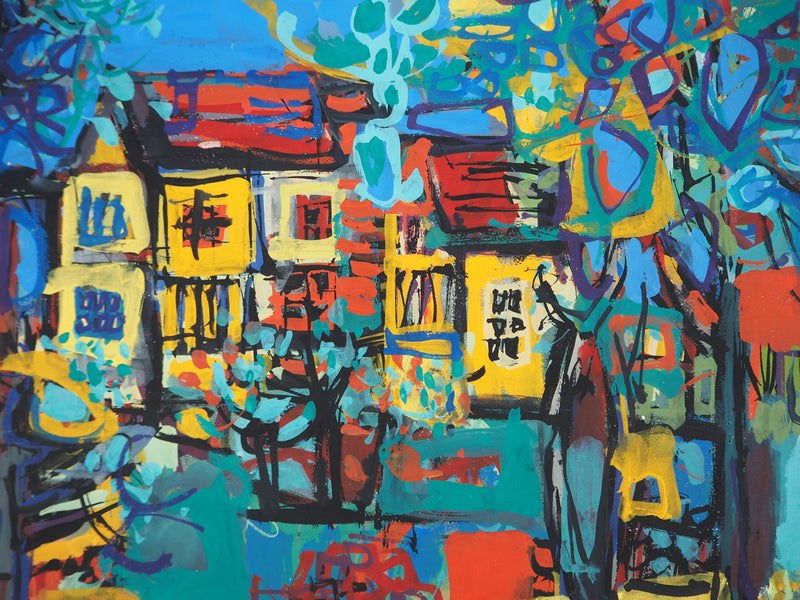 Gabriel PARIS : La maison sur le parc, Gouache originale (photo de détail 5) - Crédit photo : Galerie Art.Paris