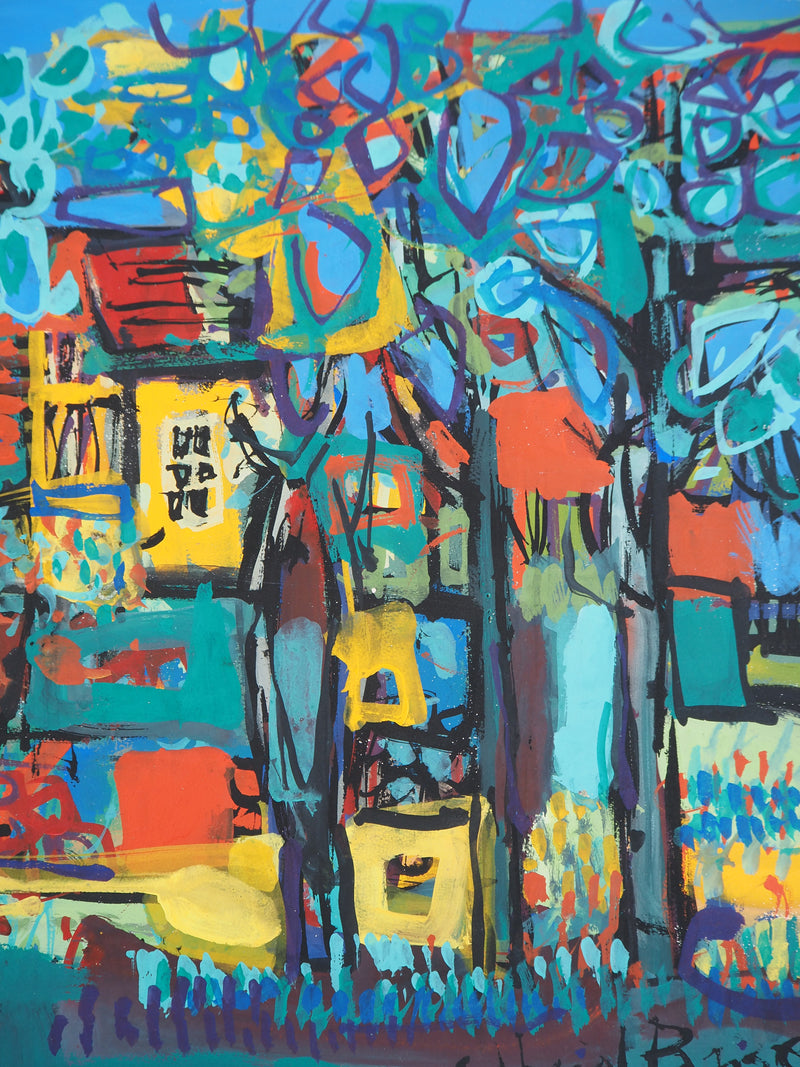 Gabriel PARIS : La maison sur le parc, Gouache originale (photo de détail 7) - Crédit photo : Galerie Art.Paris