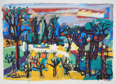 Gabriel PARIS : Le grand parc, Gouache originale (vue générale) - Crédit photo : Galerie Art.Paris