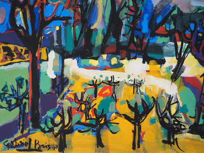 Gabriel PARIS : Le grand parc, Gouache originale (photo de détail 4) - Crédit photo : Galerie Art.Paris