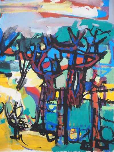 Gabriel PARIS : Le grand parc, Gouache originale (photo de détail 6) - Crédit photo : Galerie Art.Paris