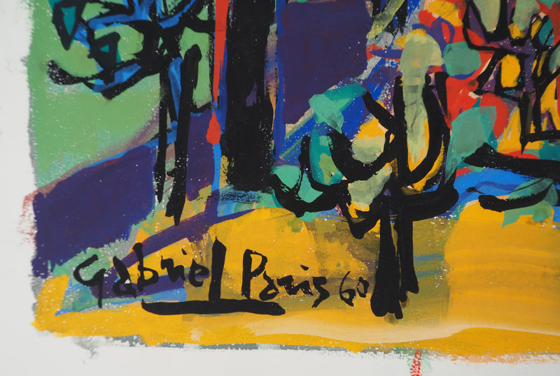 Gabriel PARIS : Le grand parc, Gouache originale (photo de détail 2) - Crédit photo : Galerie Art.Paris