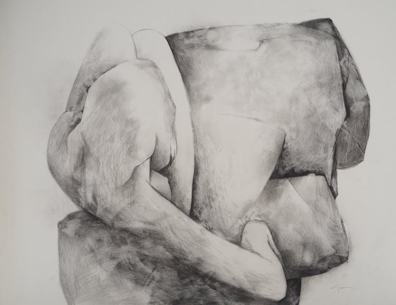 Claude GAVEAU : Nue sur le rocher, Dessin original (photo de détail 4) - Crédit photo : Galerie Art.Paris