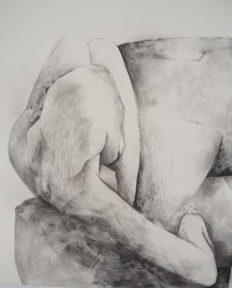 Claude GAVEAU : Nue sur le rocher, Dessin original (photo de détail 5) - Crédit photo : Galerie Art.Paris
