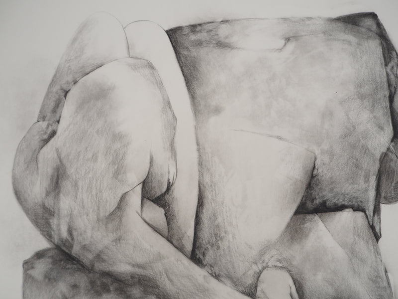 Claude GAVEAU : Nue sur le rocher, Dessin original (photo de détail 6) - Crédit photo : Galerie Art.Paris