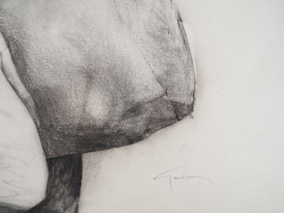 Claude GAVEAU : Nue sur le rocher, Dessin original (photo de détail 2) - Crédit photo : Galerie Art.Paris