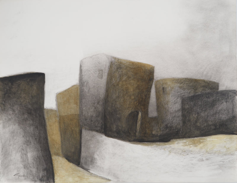 Claude GAVEAU : Paysage abstrait, Dessin original (photo de détail 3) - Crédit photo : Galerie Art.Paris