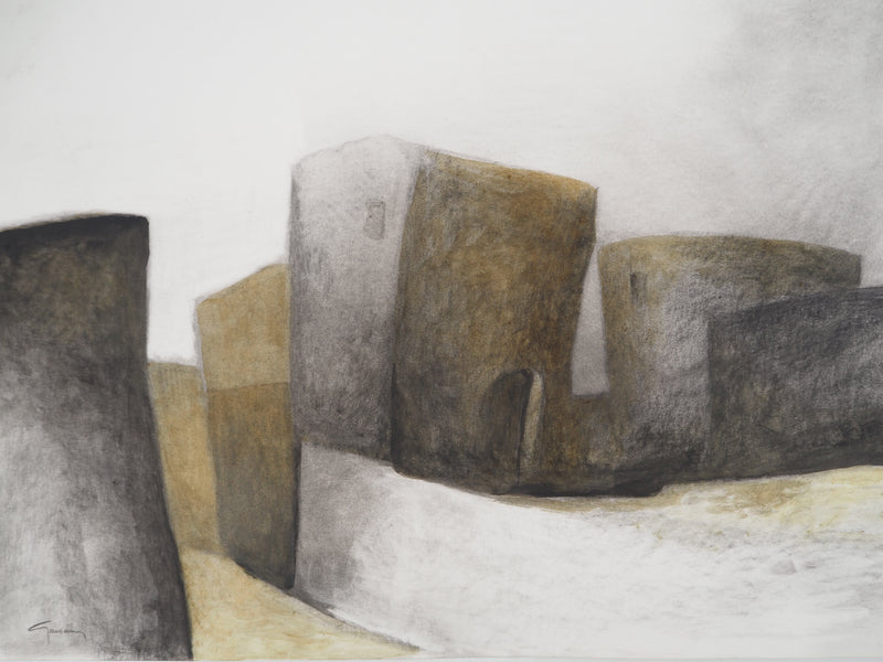Claude GAVEAU : Paysage abstrait, Dessin original (vue générale) - Crédit photo : Galerie Art.Paris