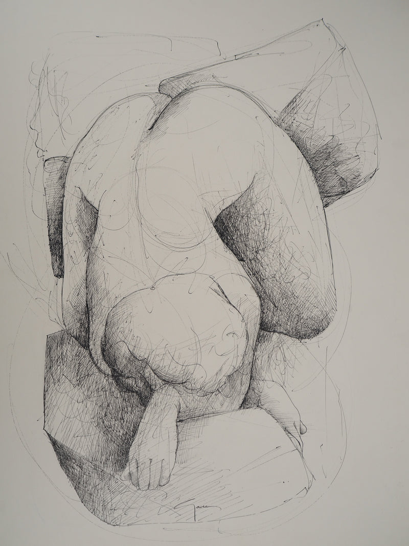 Claude GAVEAU : Femme nue, Dessin original (photo de détail 3) - Crédit photo : Galerie Art.Paris