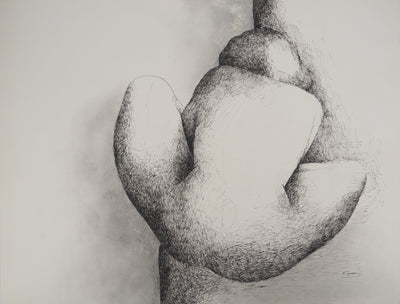 Claude GAVEAU : Modèle nue de dos, Dessin original (vue générale) - Crédit photo : Galerie Art.Paris