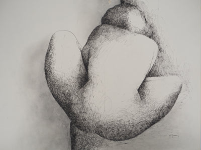 Claude GAVEAU : Modèle nue de dos, Dessin original (photo de détail 3) - Crédit photo : Galerie Art.Paris