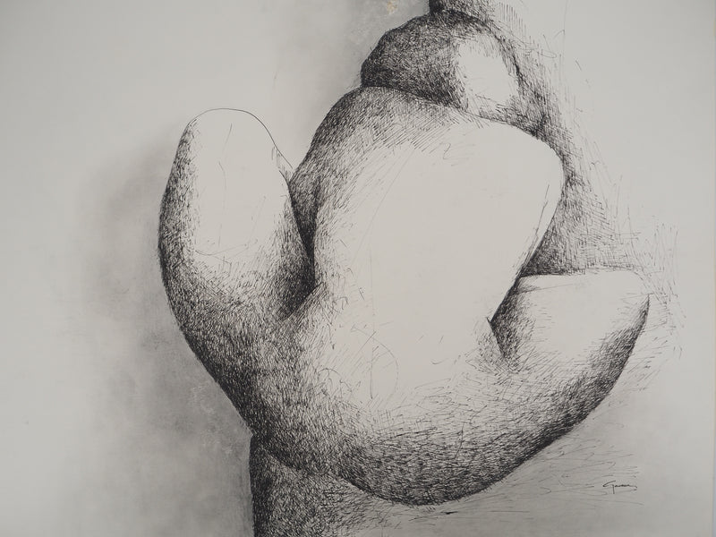 Claude GAVEAU : Modèle nue de dos, Dessin original (photo de détail 3) - Crédit photo : Galerie Art.Paris