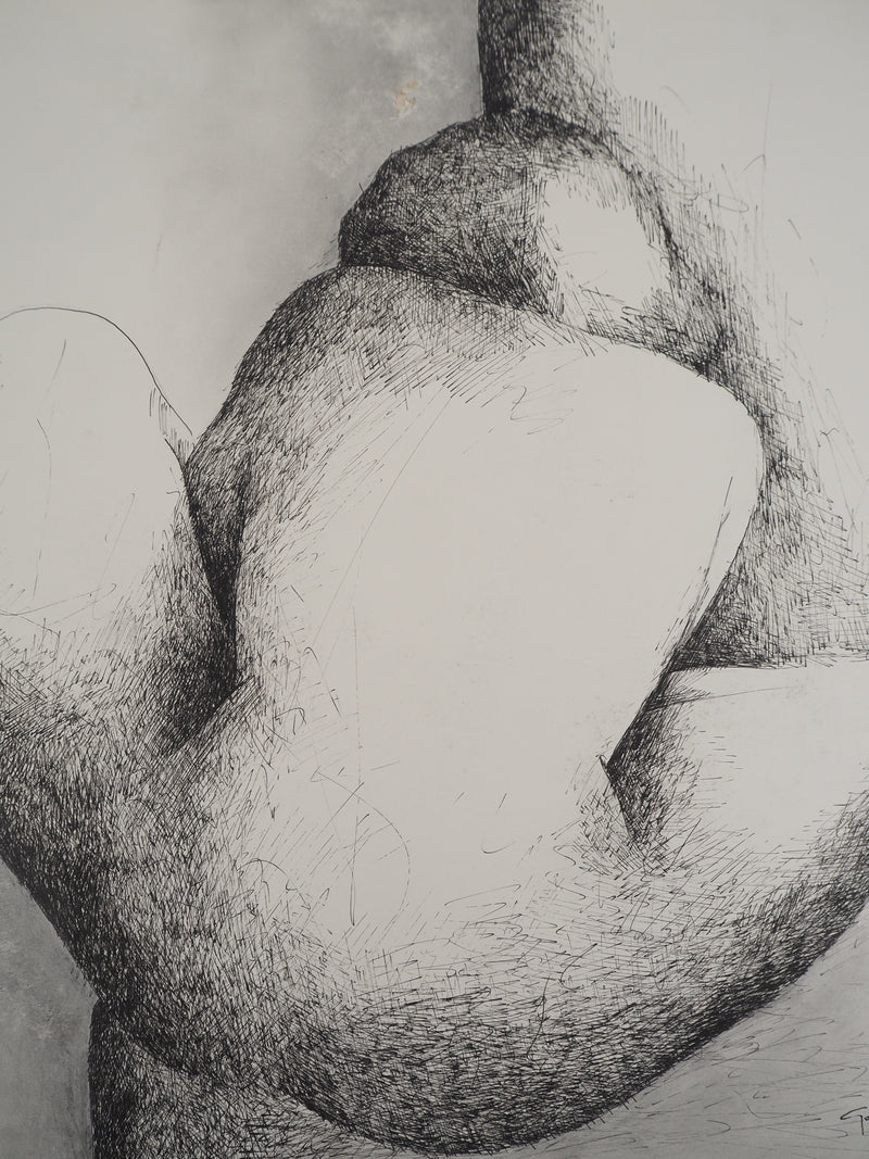 Claude GAVEAU : Modèle nue de dos, Dessin original (photo de détail 5) - Crédit photo : Galerie Art.Paris