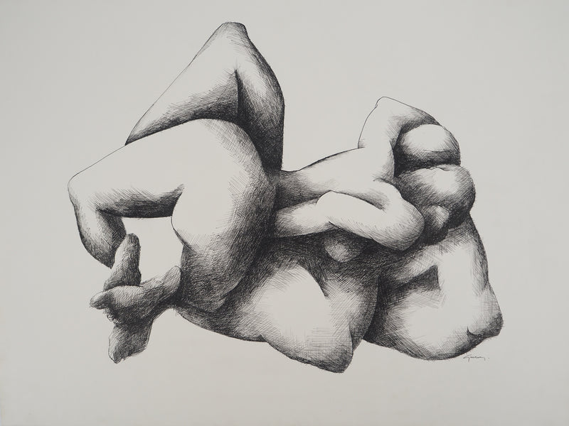 Claude GAVEAU : Nu féminin allongé, Dessin original (vue générale) - Crédit photo : Galerie Art.Paris