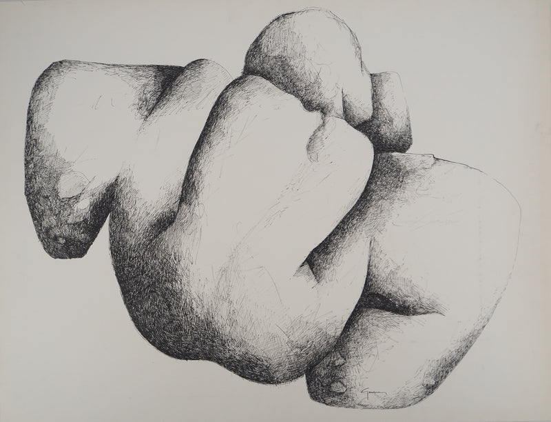 Claude GAVEAU : Modèle nue féminin, Dessin original (vue générale) - Crédit photo : Galerie Art.Paris