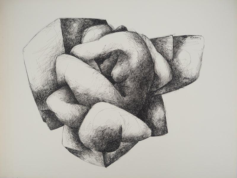 Claude GAVEAU : Sculpture de femmes nues, Dessin original (vue générale) - Crédit photo : Galerie Art.Paris