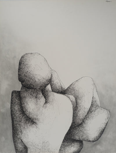 Claude GAVEAU : Étreinte minérale, Dessin original (vue générale) - Crédit photo : Galerie Art.Paris