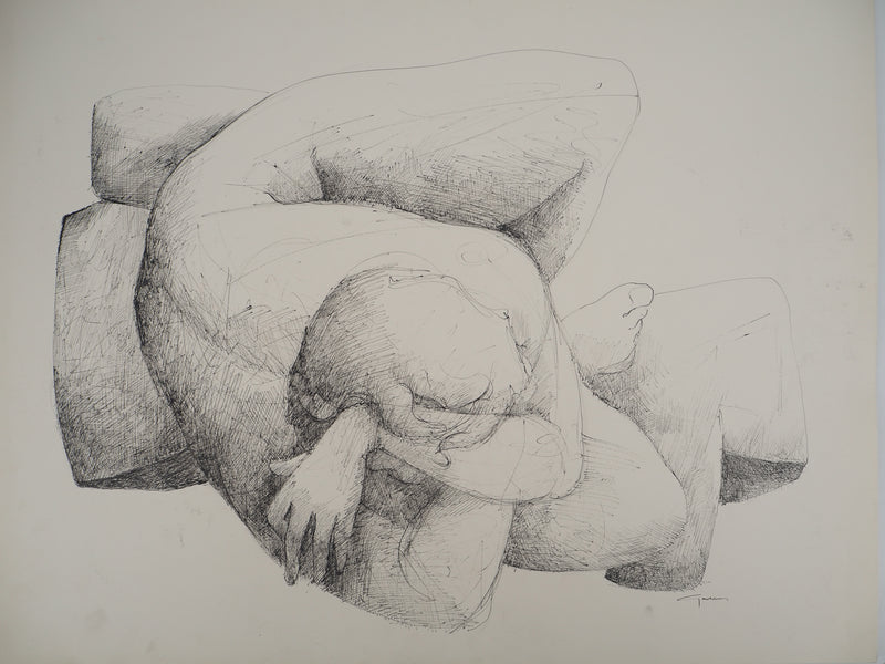 Claude GAVEAU : Forme ancrée, Dessin original (vue générale) - Crédit photo : Galerie Art.Paris