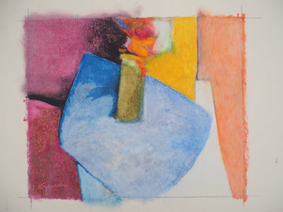 Claude GAVEAU : Nature morte au bouquet, Dessin original (vue générale) - Crédit photo : Galerie Art.Paris