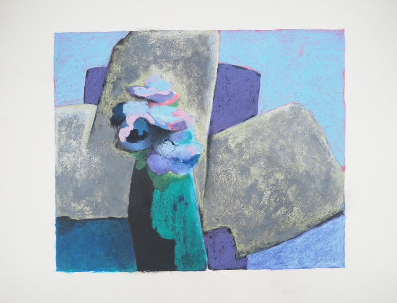 Claude GAVEAU : Les fleurs bleues, Dessin original (photo de détail 3) - Crédit photo : Galerie Art.Paris