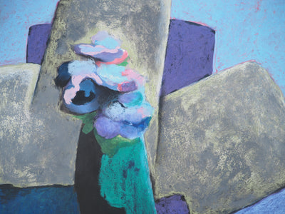 Claude GAVEAU : Les fleurs bleues, Dessin original (photo de détail 4) - Crédit photo : Galerie Art.Paris