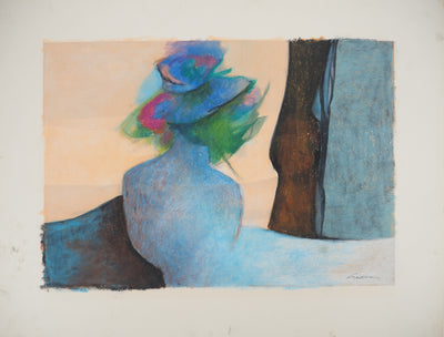 Claude GAVEAU : Composition bleue et rose, Dessin original (photo de détail 3) - Crédit photo : Galerie Art.Paris