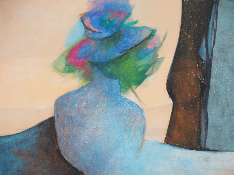 Claude GAVEAU : Composition bleue et rose, Dessin original (photo de détail 4) - Crédit photo : Galerie Art.Paris