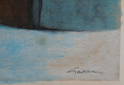Claude GAVEAU : Composition bleue et rose, Dessin original (photo de détail 2) - Crédit photo : Galerie Art.Paris