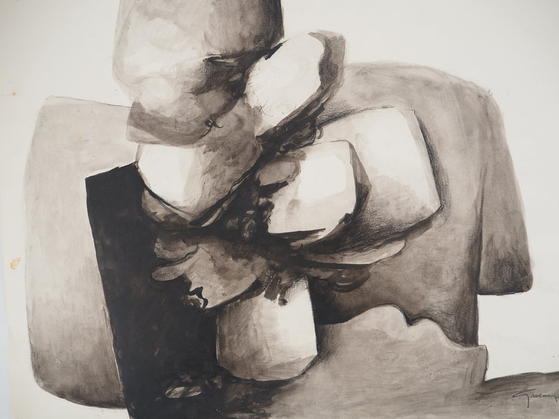 Claude GAVEAU : Paysage cubiste, Dessin original (photo de détail 4) - Crédit photo : Galerie Art.Paris