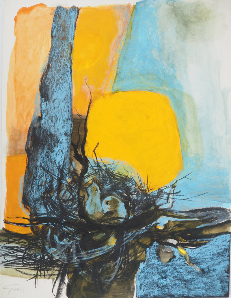 Claude GAVEAU : Nid dans la nuit, Dessin original (vue générale) - Crédit photo : Galerie Art.Paris