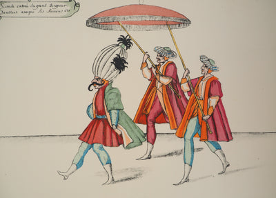 Daniel RABEL : Ballet, Entrée des Seigneurs et des sultanes, Lithographie et pochoir
