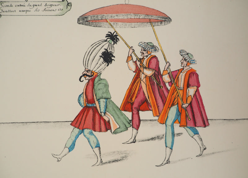 Daniel RABEL : Ballet, Entrée des Seigneurs et des sultanes, Lithographie et pochoir