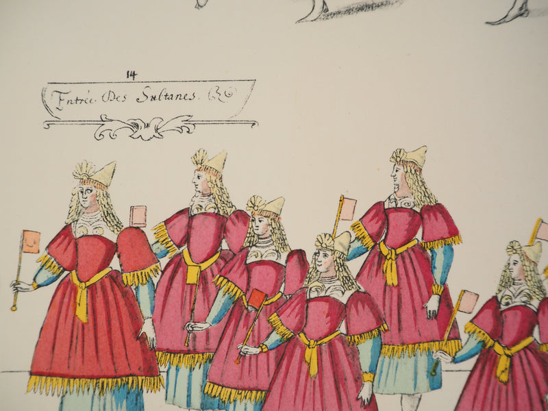 Daniel RABEL : Ballet, Entrée des Seigneurs et des sultanes, Lithographie et pochoir