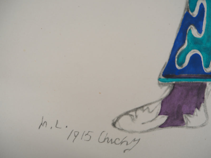 Michel LARIONOV : Costume de Baba Yaga, Lithographie et pochoir signée
