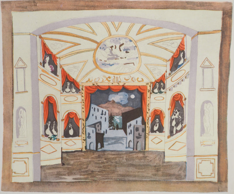 Pablo PICASSO : Ballet, Décor pour Pulcinella, Lithographie et pochoir