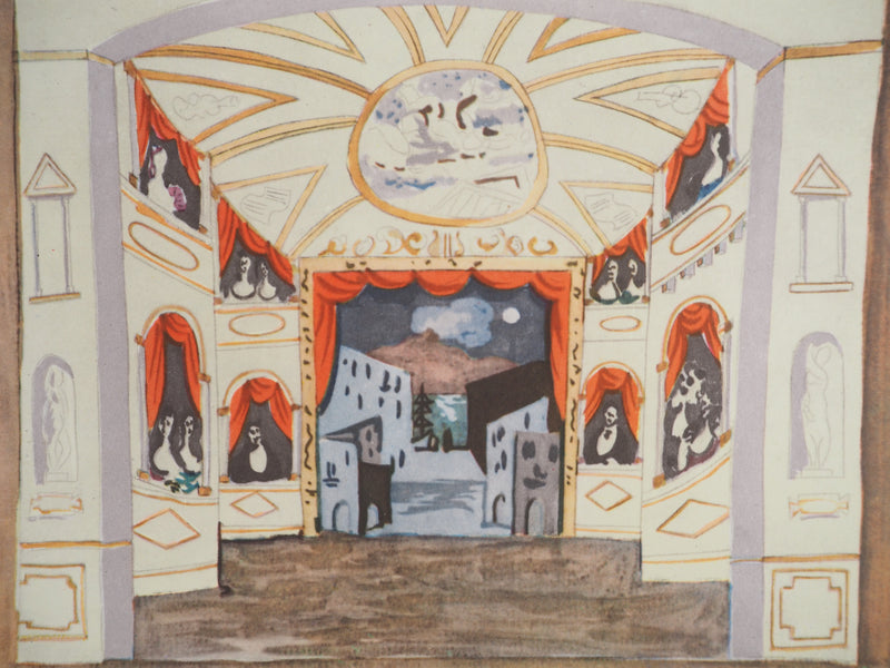 Pablo PICASSO : Ballet, Décor pour Pulcinella, Lithographie et pochoir
