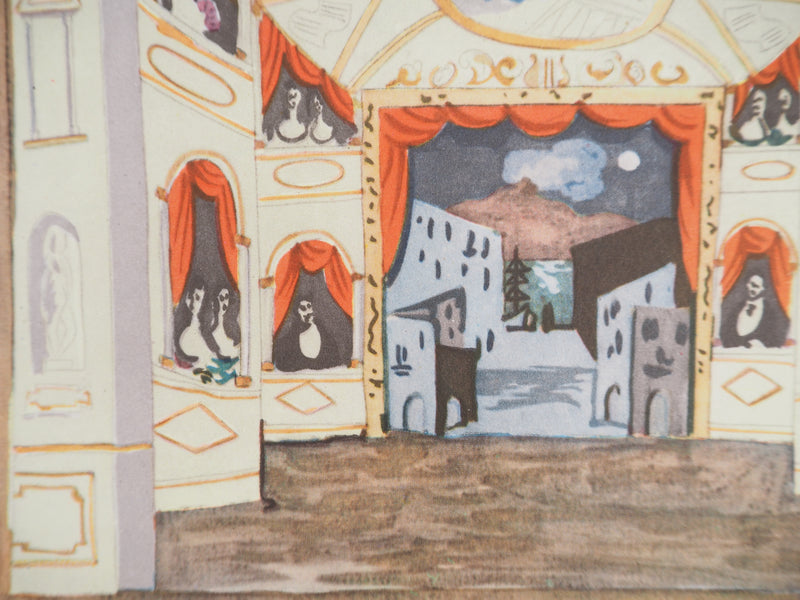 Pablo PICASSO : Ballet, Décor pour Pulcinella, Lithographie et pochoir