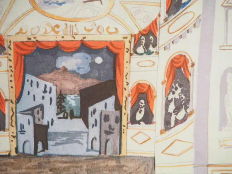 Pablo PICASSO : Ballet, Décor pour Pulcinella, Lithographie et pochoir
