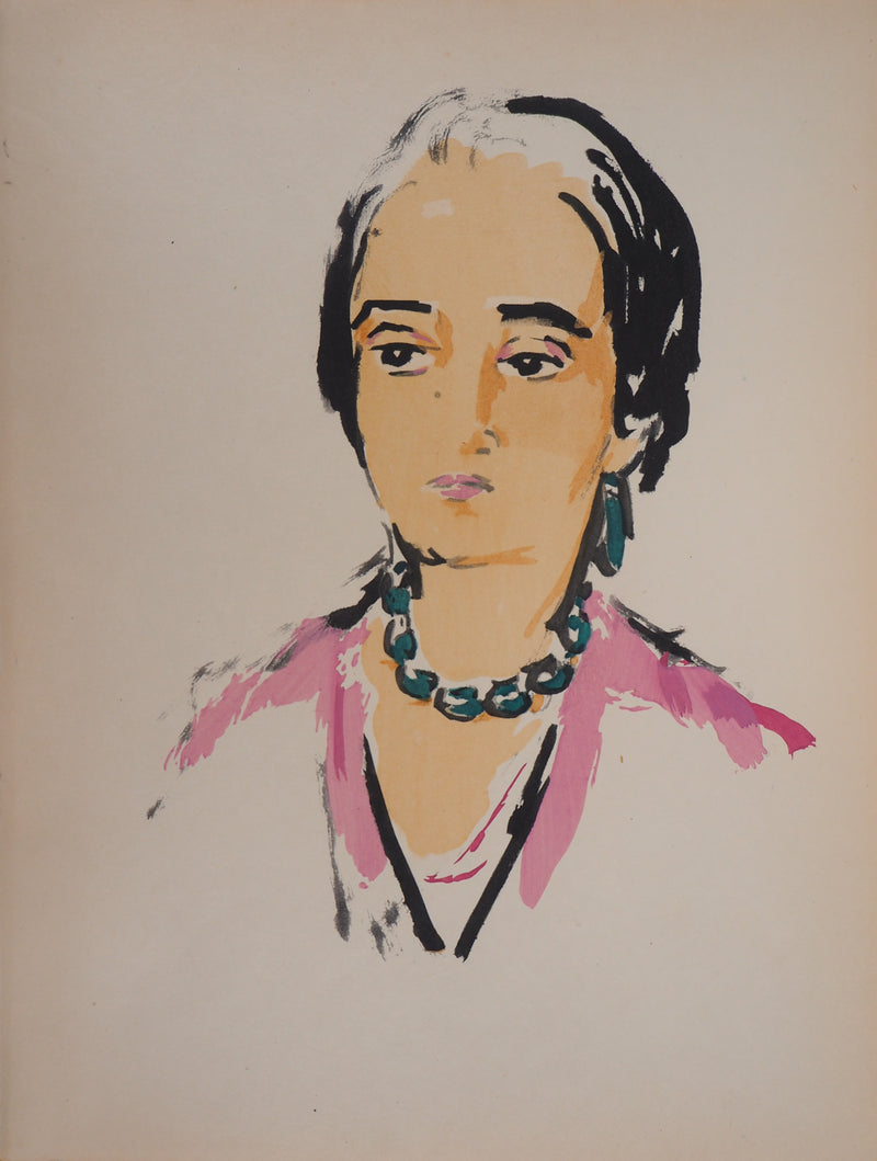 Kees VAN DONGEN : Jeune femme au collier, Lithographie