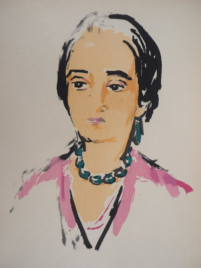 Kees VAN DONGEN : Jeune femme au collier, Lithographie