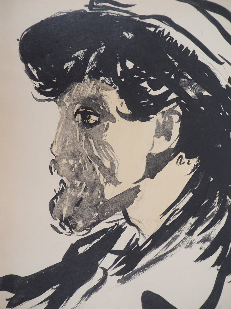 Kees VAN DONGEN : Autoportrait au chapeau, Lithographie