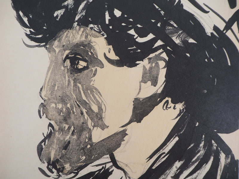 Kees VAN DONGEN : Autoportrait au chapeau, Lithographie