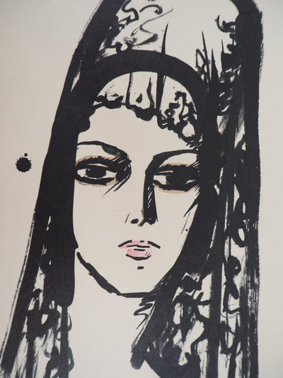 Kees VAN DONGEN : Jeune femme à la mantille, l'Espagnole, Lithographie signée